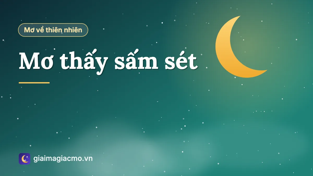 Minh hoạ giấc mơ thấy sấm sét với tia chớp xé ngang bầu trời đêm