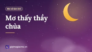 Minh hoạ sư thầy mặc áo nâu đứng trong sân chùa theo giải mã giấc mơ thấy thầy chùa